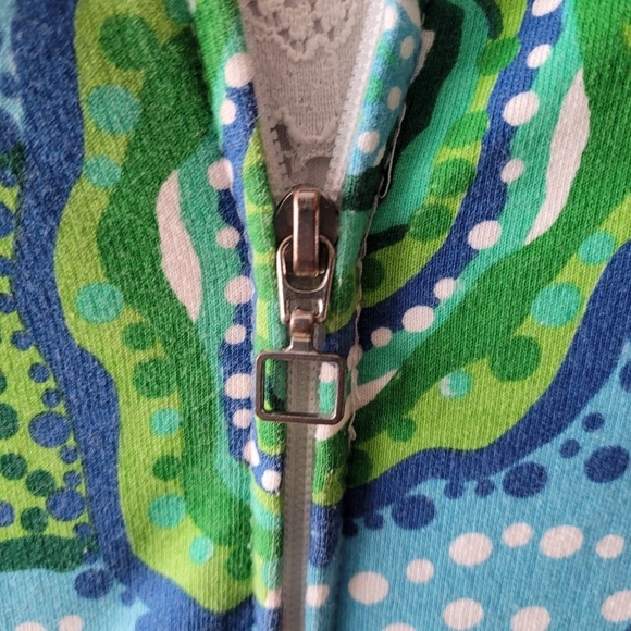 Blue bohemian patterned zip up jacket - Picture 4 of 7